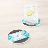 Blaue abstrakte geometrische Hintergrund-Schablone Sandstein Untersetzer (Seite)