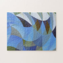 Blaue abstrakte geometrische Kunstpuzzle