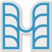 Blaue abstrakte geometrische M Aufkleber (Vorderseite)