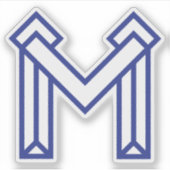 Blaue abstrakte geometrische M Aufkleber (Vorderseite)