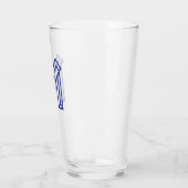 Blaue abstrakte geometrische M Glas (Links)