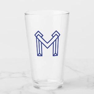 Blaue abstrakte geometrische M Glas