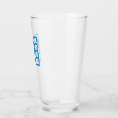 Blaue abstrakte geometrische M Glas (Links)