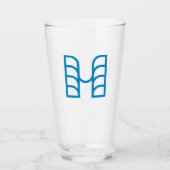 Blaue abstrakte geometrische M Glas (Vorderseite)