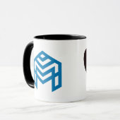 Blaue abstrakte geometrische M Tasse (Vorderseite Links)