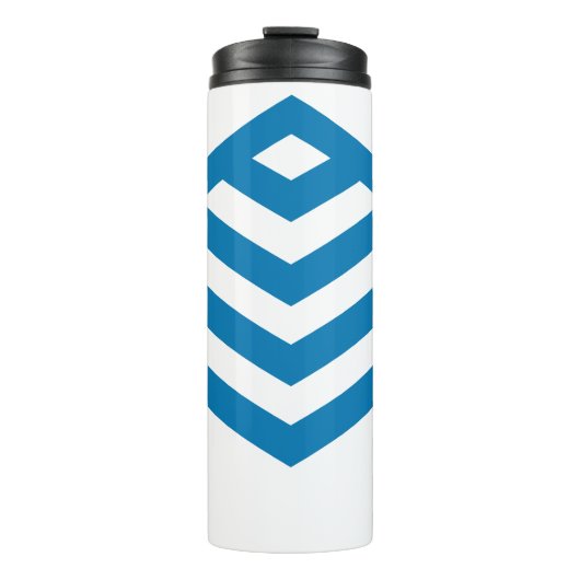 Blaue abstrakte geometrische M Thermosbecher (Vorderseite)