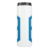 Blaue abstrakte geometrische M Thermosbecher (Rückseite)