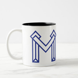 Blaue abstrakte geometrische M Zweifarbige Tasse