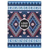 Blaue Abstrakte geometrische Muster mit Logo Klemmbrett (Rückseite)