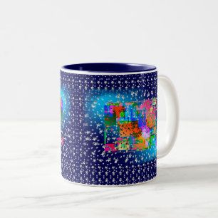 Blaue Abstrakte geometrische Sterne hell Zweifarbige Tasse