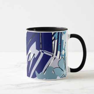 Blaue Abstrakte Gitterblüte — Fester Abstrakter Be Tasse