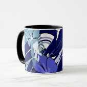 Blaue Abstrakte Gitterblüte — Fester Abstrakter Be Tasse (Vorderseite Links)