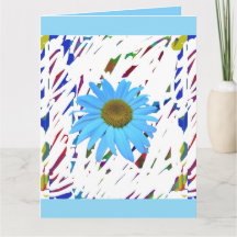 Blaue abstrakte Grafik-Grüße-Karte mit Gänseblümch