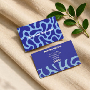 Blaue abstrakte groovy helle marine Geschäftskarte Visitenkarte
