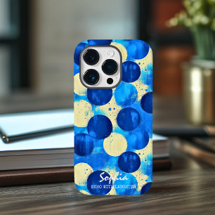 Blaue abstrakte Kreise mit individuellem Namen und Case-Mate iPhone 14 Pro Hülle
