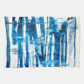 Blaue abstrakte Kunstaquarellbilder Geschirrtuch (Horizontal)