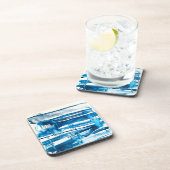 Blaue abstrakte Kunstaquarellbilder Getränkeuntersetzer (Rechte Seite)