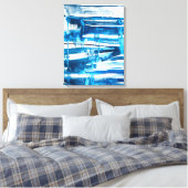 Blaue abstrakte Kunstaquarellbilder Leinwanddruck (Insitu (Schlafzimmer))