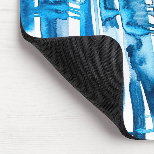 Blaue abstrakte Kunstaquarellbilder Mousepad (Ecke)
