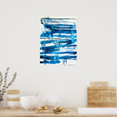 Blaue abstrakte Kunstaquarellbilder Poster (Küche)