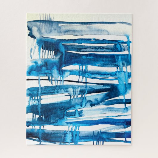 Blaue abstrakte Kunstaquarellbilder Puzzle (Vertikal)