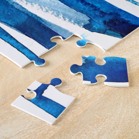 Blaue abstrakte Kunstaquarellbilder Puzzle (Seite)