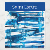 Blaue abstrakte Kunstaquarellbilder Weinetikett (Einzelnes Label)