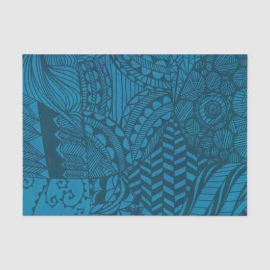 Blaue abstrakte Kunstmuster Seidenpapier (Vorderseite)