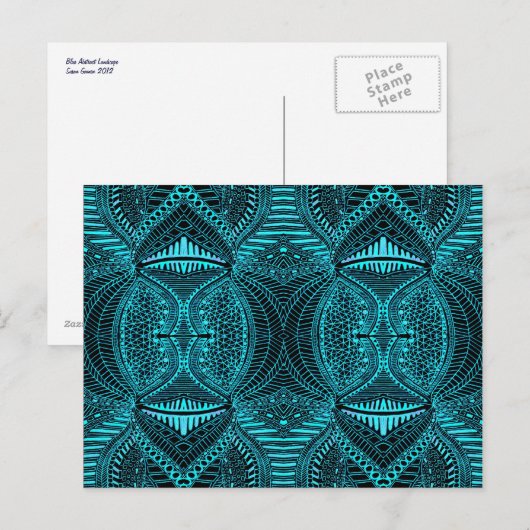 Blaue Abstrakte Landschaft Postkarte (Vorne/Hinten)