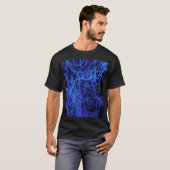 Blaue abstrakte Leuchtlinien T-Shirt (Vorne ganz)