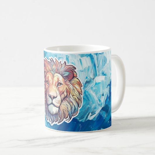 Blaue abstrakte Löwe Kaffeetasse (VorderseiteRechts)