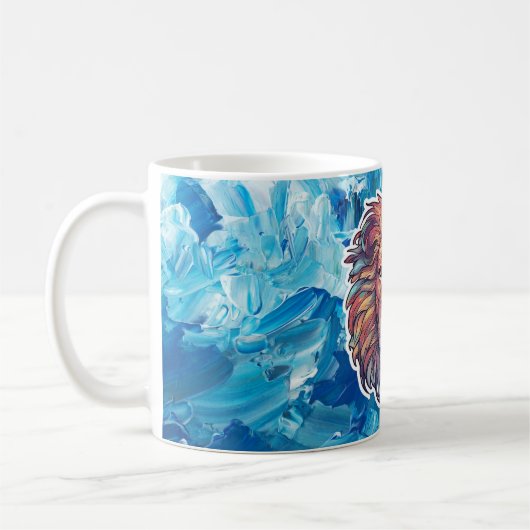 Blaue abstrakte Löwe Kaffeetasse (Links)