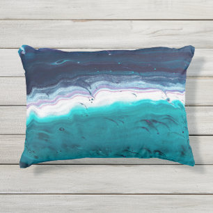 Blaue Abstrakte Malerei Kissen Für Draußen