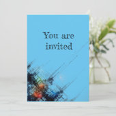 Blaue abstrakte Malkunst Einladung (Stehend Vorderseite)