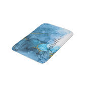 Blaue Abstrakte Marmorplatte Badematte (Schrägansicht)