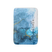 Blaue Abstrakte Marmorplatte Badematte (Vorderseite Vertikal)