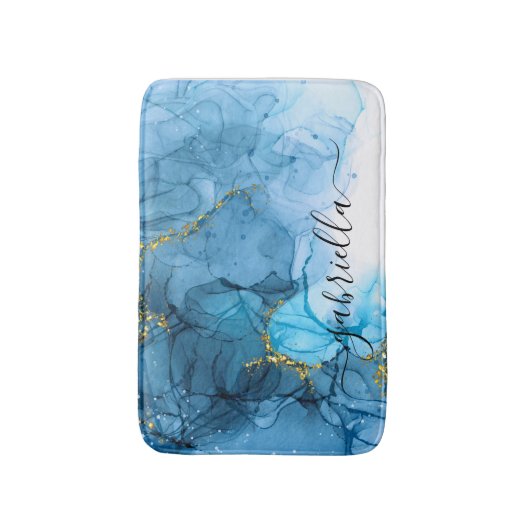 Blaue Abstrakte Marmorplatte Badematte (Vorderseite Vertikal)