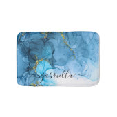 Blaue Abstrakte Marmorplatte Badematte (Vorderseite)