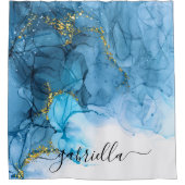 Blaue Abstrakte Marmorplatte Duschvorhang (Vorderseite)