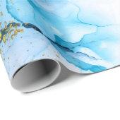 Blaue Abstrakte Marmorplatte Geschenkpapier (Rolleneckpunkt)