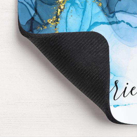 Blaue Abstrakte Marmorplatte Mousepad (Ecke)