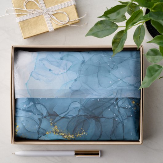 Blaue Abstrakte Marmorplatte Seidenpapier (Geschenk)