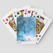 Blaue Abstrakte Marmorplatte Spielkarten (Rückseite)