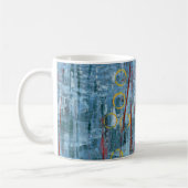 Blaue abstrakte Mischmedium-Kunst-Tasse Kaffeetasse (Links)