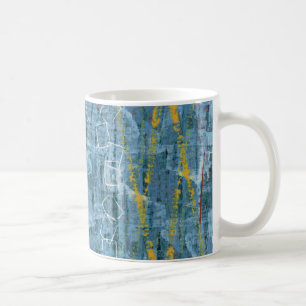 Blaue abstrakte Mischmedium-Kunst-Tasse Kaffeetasse
