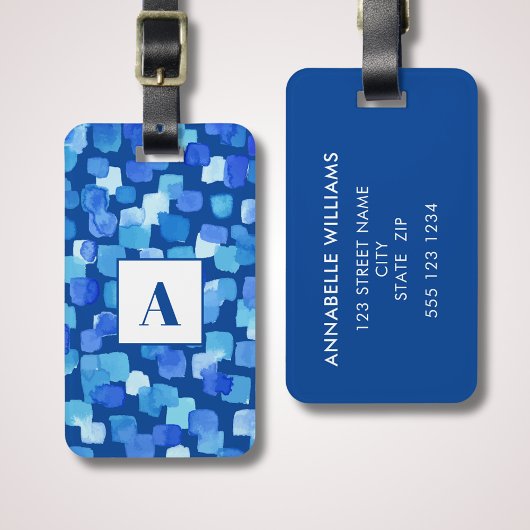 Blaue Abstrakte Monogramm Gepäckanhänger