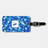 Blaue Abstrakte Monogramm Gepäckanhänger (Vorderseite horizontal)