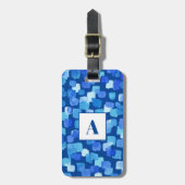 Blaue Abstrakte Monogramm Gepäckanhänger (Vorderseite vertikal)