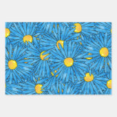 Blaue Abstrakte Pen & Aquarellfarben-Aster-Muster Geschenkpapier Set (Vorderseite)