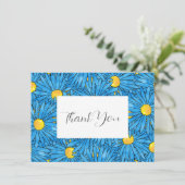 Blaue Abstrakte Pen- und Aquarellfarben-Rastermust Dankeskarte (Stehend Vorderseite)